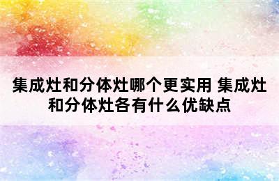 集成灶和分体灶哪个更实用 集成灶和分体灶各有什么优缺点